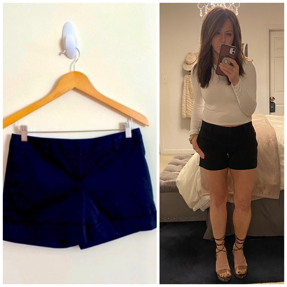 EXPRESS Tailored Pleated Black Short Cuffed Size 2